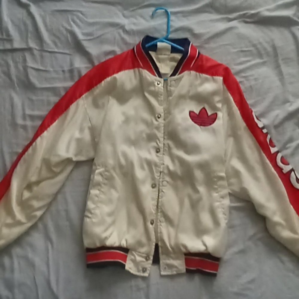 Adidas Vintage 1980s Run DMC Varsity Red White Blue Hip-hop Jacket Rare M Medium